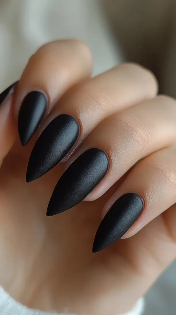 Charcoal Grey Matte Nails