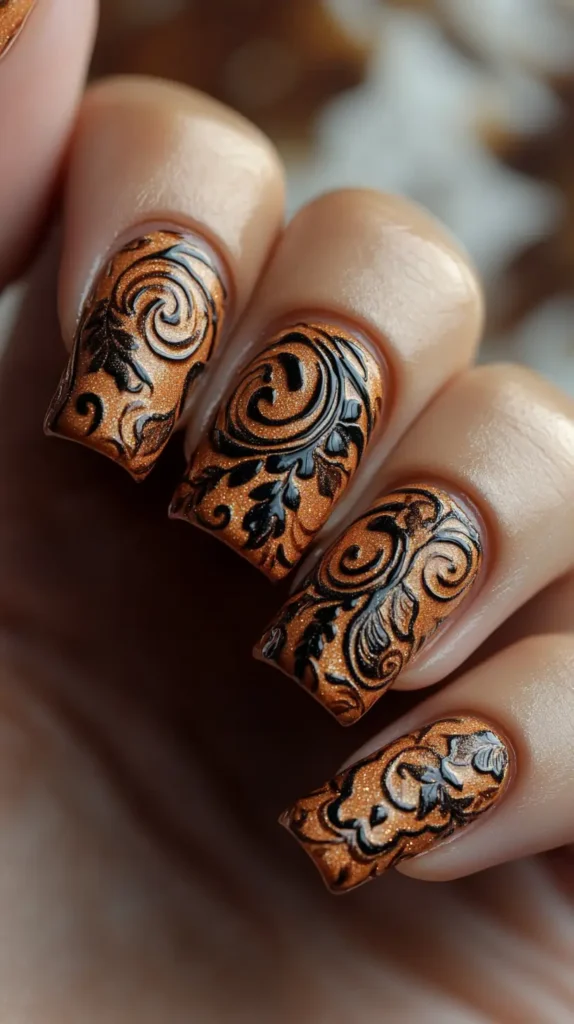 Cinnamon Swirl Nails