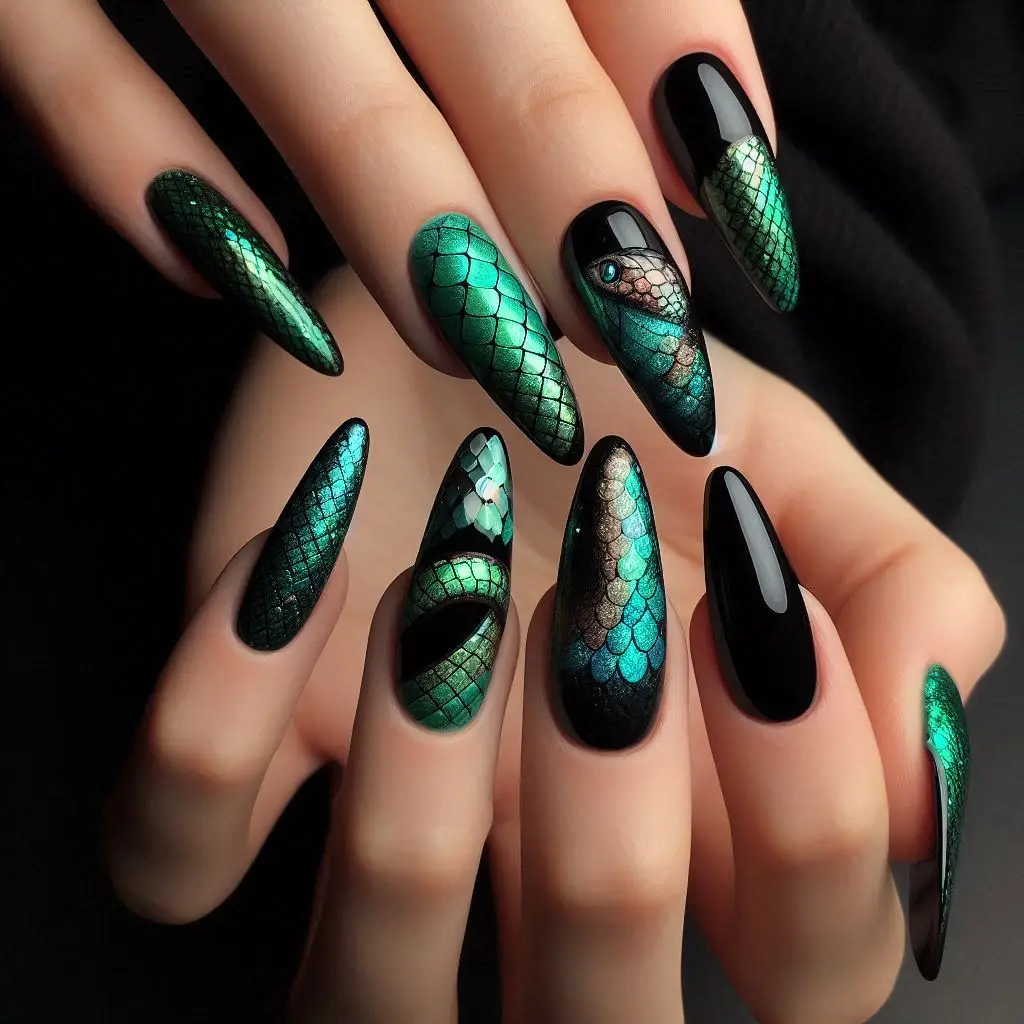 Emerald Snake Nails