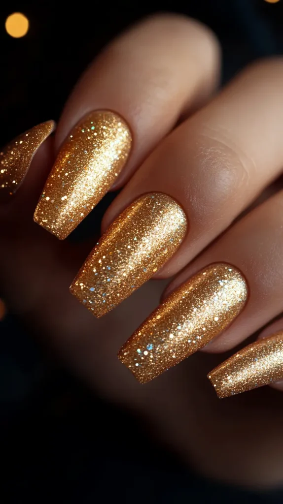 Muted Gold Glam Nails