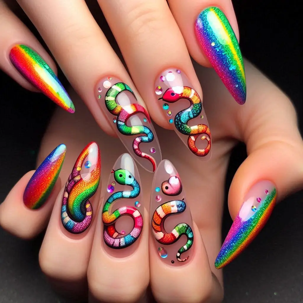 Rainbow Snake Nails