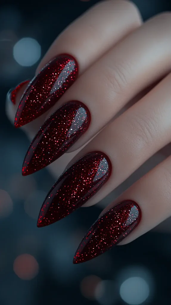 Rusty Red Glam Nails