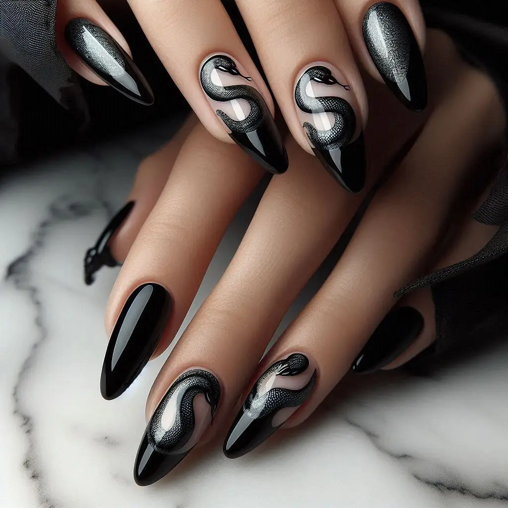 Serpent French Manicure Nails