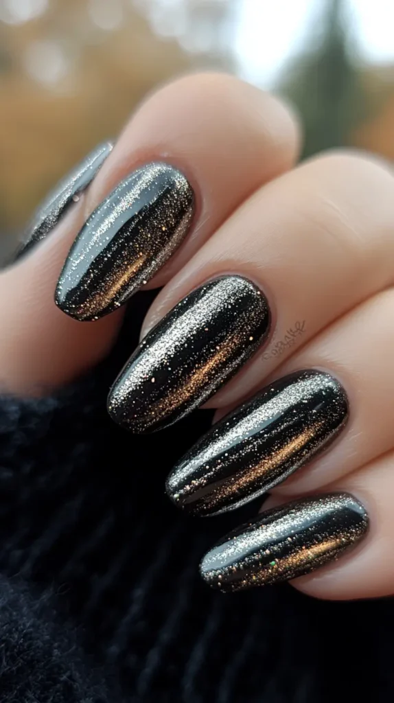 Silver Metallic Stripes Nails