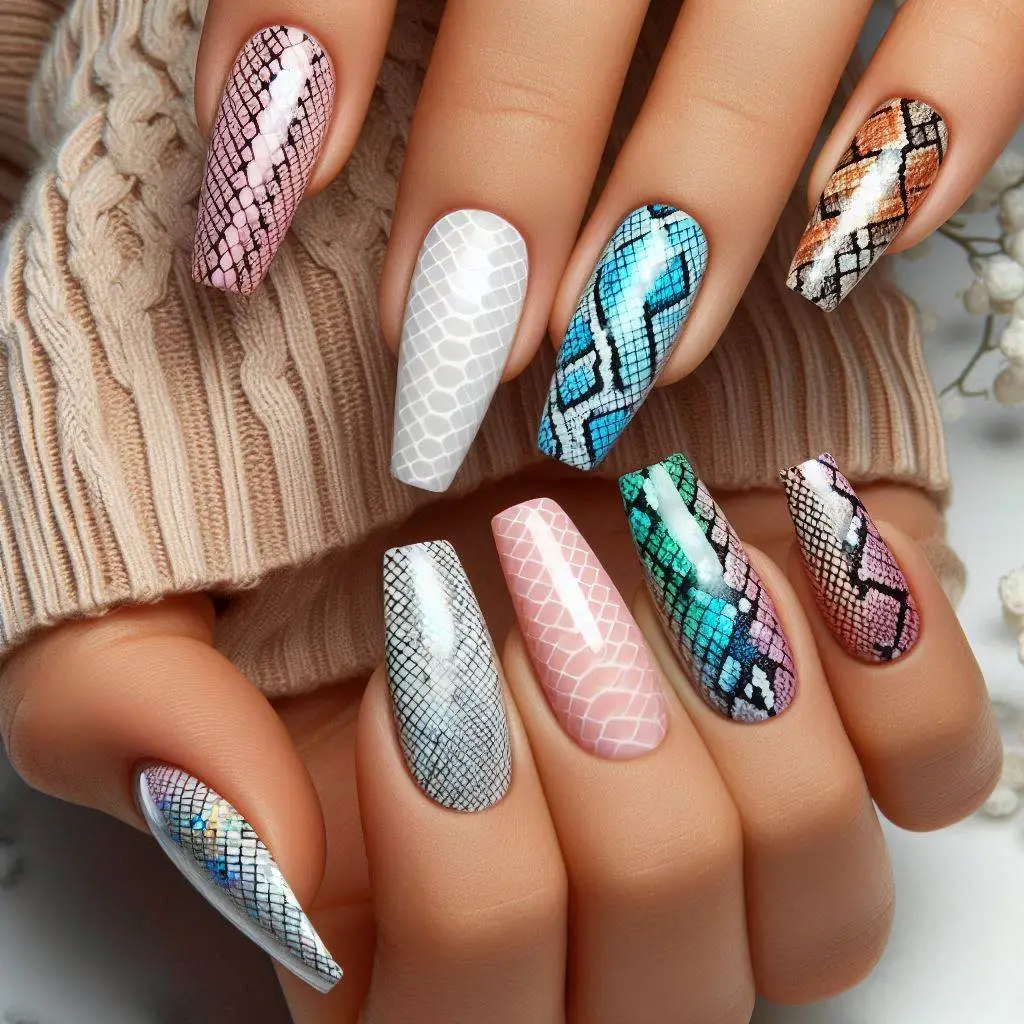 Snake Skin Texture Nails