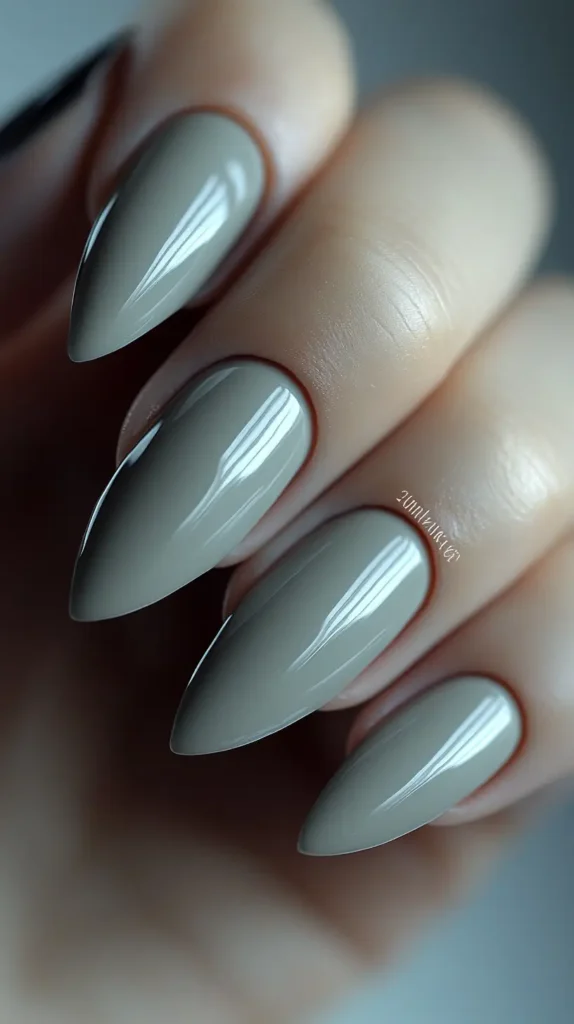 Soft Grey Elegance Nails