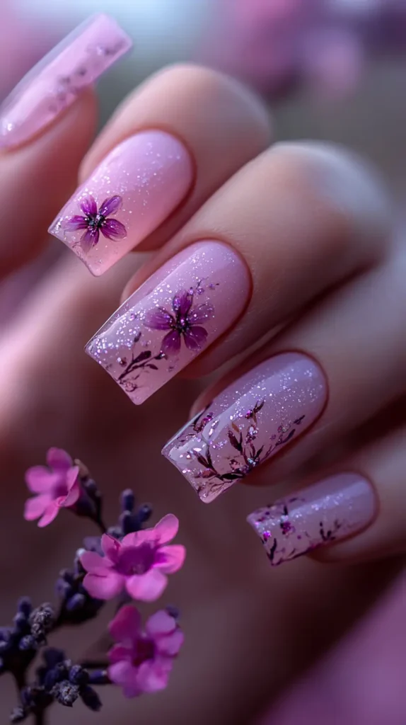 Soft Lavender Accents Nails