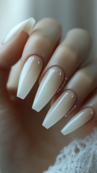 White Ombre Coffin Nails