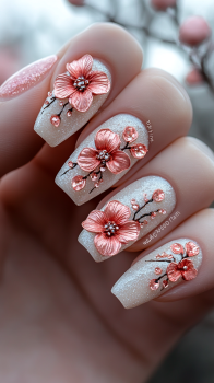 White Ombre with 3D Flowers