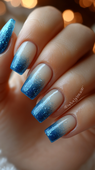 White Ombre with Blue Tips