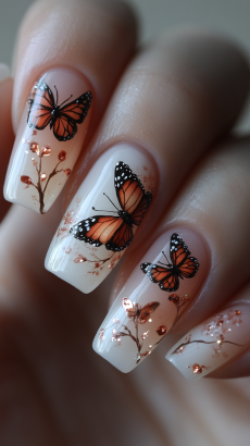 White Ombre with Butterfly Details