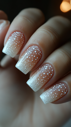 White Ombre with Gradient Dots