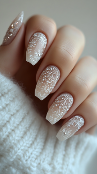 White Ombre with Lace Design