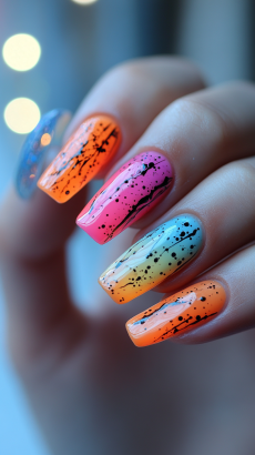 White Ombre with Neon Accents