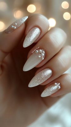 White Ombre with Pearl Tips