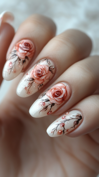 White Ombre with Rose Design