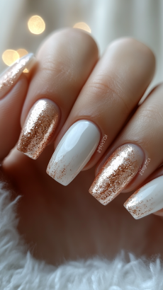 White Ombre with Rose Gold