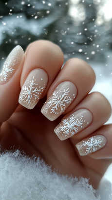 White Ombre with Snowflakes