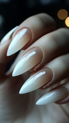 White Ombre with Stiletto Nails