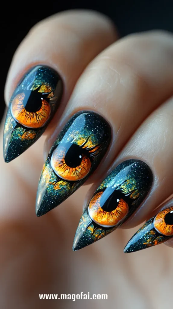 10. Creepy Eyes - Halloween Nails 1