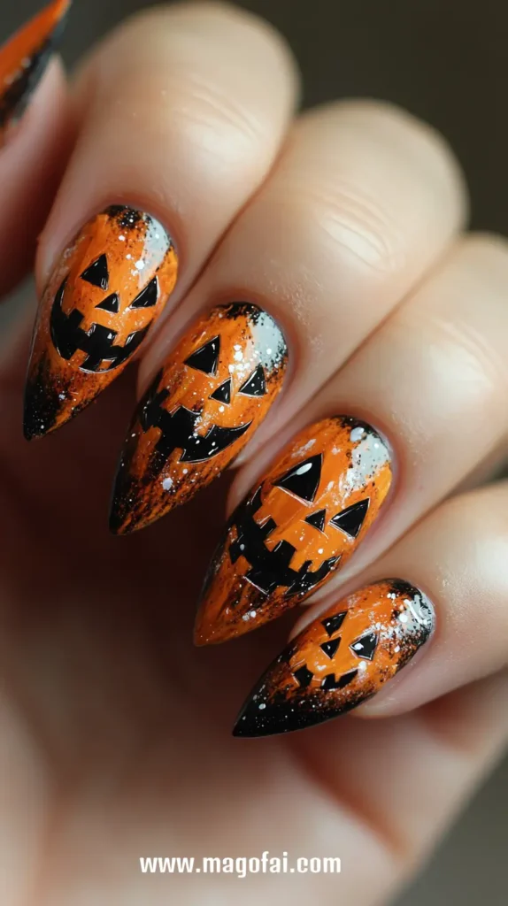 11. Pumpkins & Jack-O’-Lanterns - Halloween Nails 1