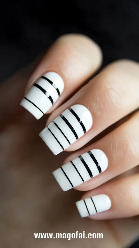 11. White with Black Horizontal Lines