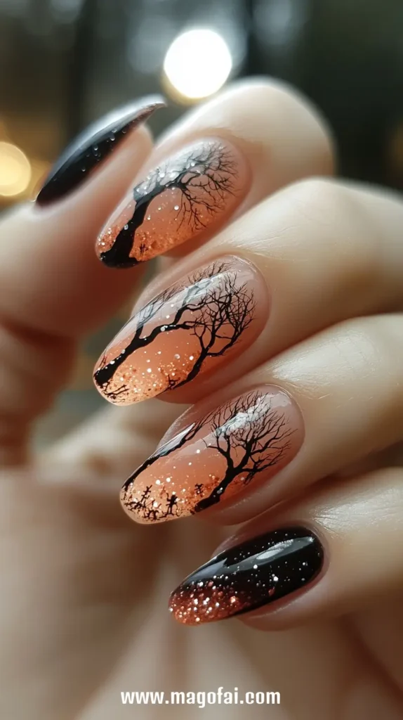 13. Haunted Graveyard - Halloween Nails