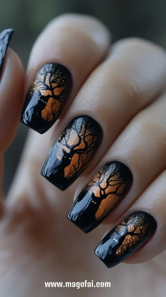 15. Black Cats - Halloween Nails 1