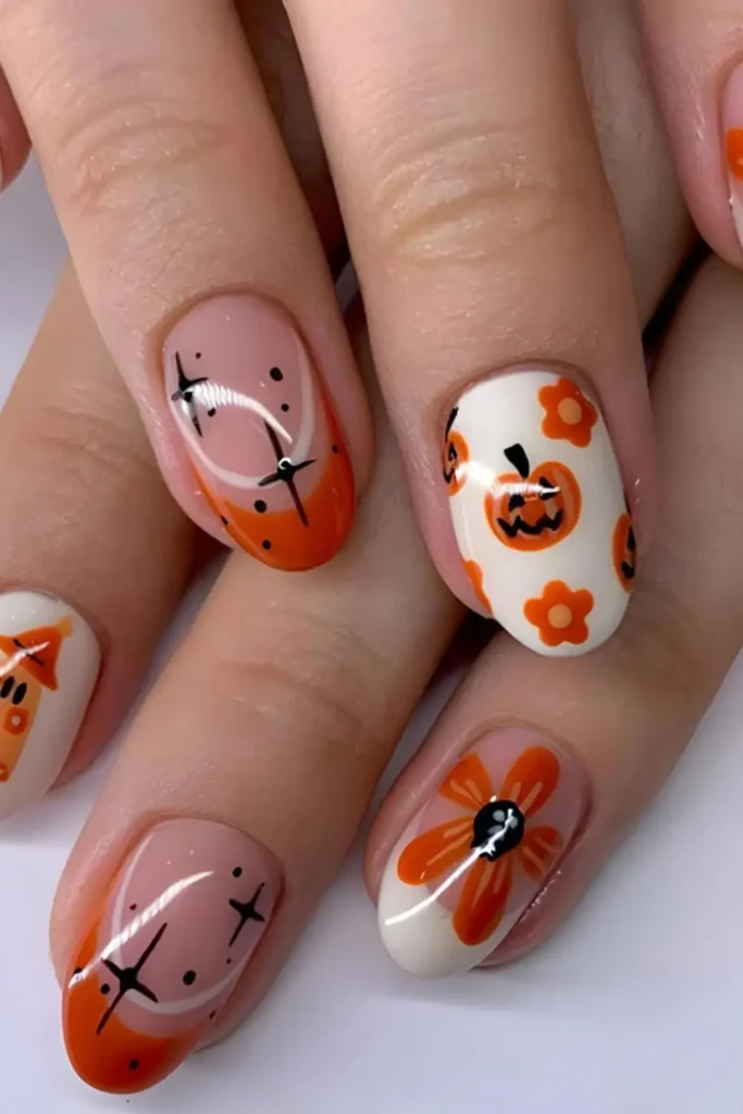 2. Almond Pumpkin Press on Nails