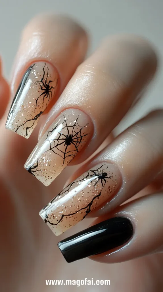 2. Spooky Spider Webs - Halloween Nails 1