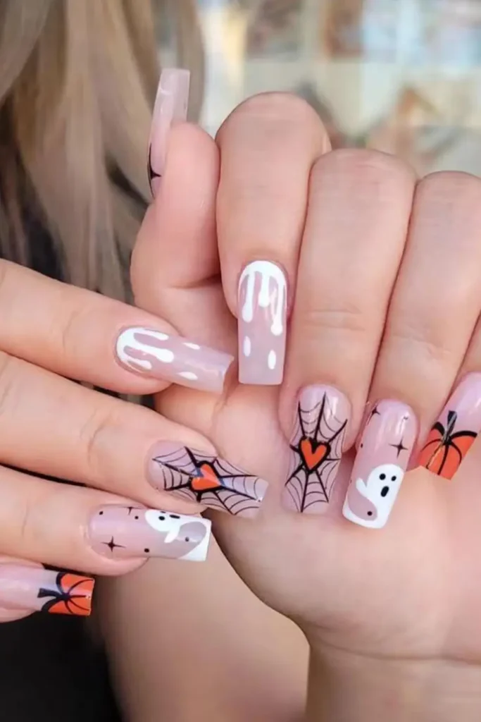 20. Long Coffin Halloween Nails