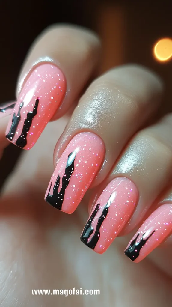 21. Neon Slime Drips - Halloween Nails 1