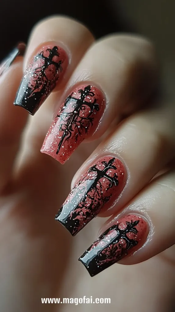 23. Gothic Crosses - Halloween Nails 1