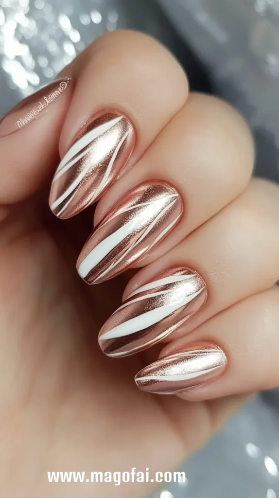 25. Rose Gold with Subtle White Stripes