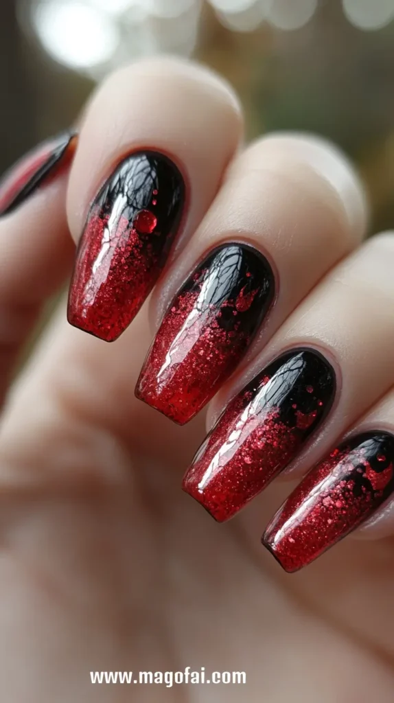 26. Vampy Black & Red French Tips - Halloween Nails 1