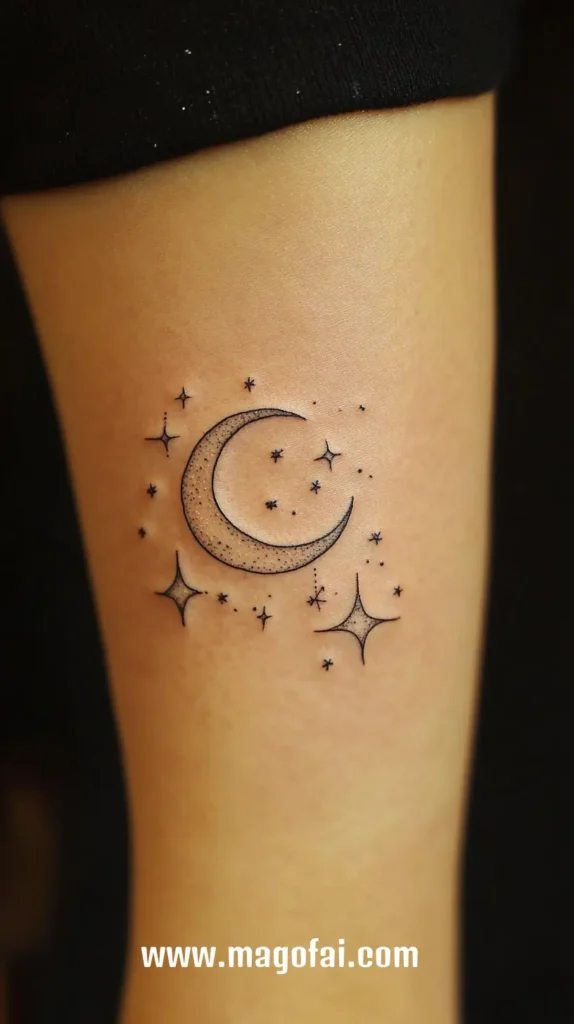 27. Tiny Crescent Moon with Stars