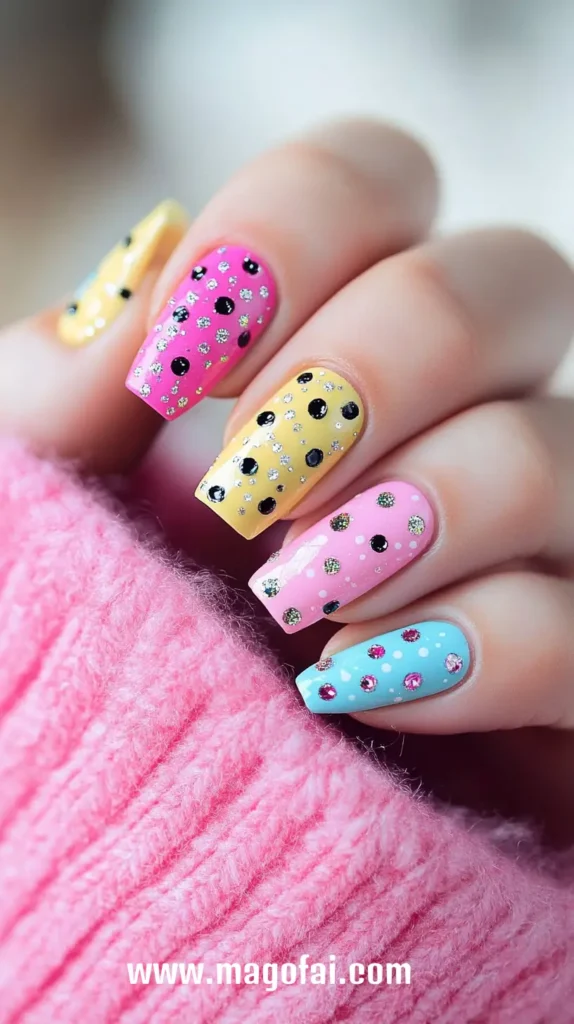 28. Dots with Glitter Nail Ar 1