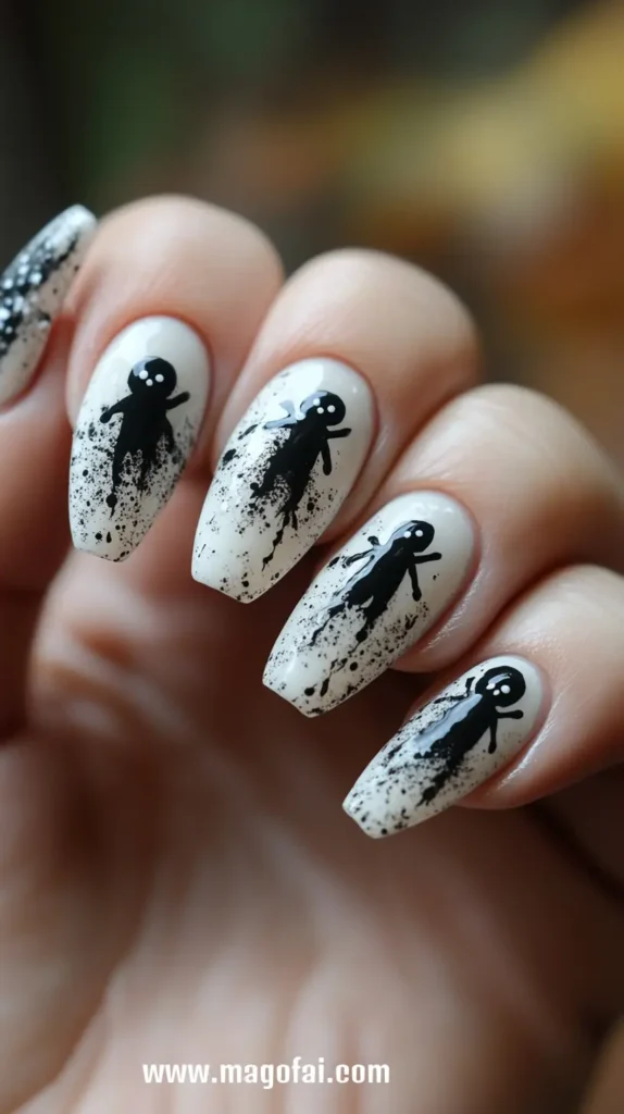 30. Matte Grey Ghosts - Halloween Nails