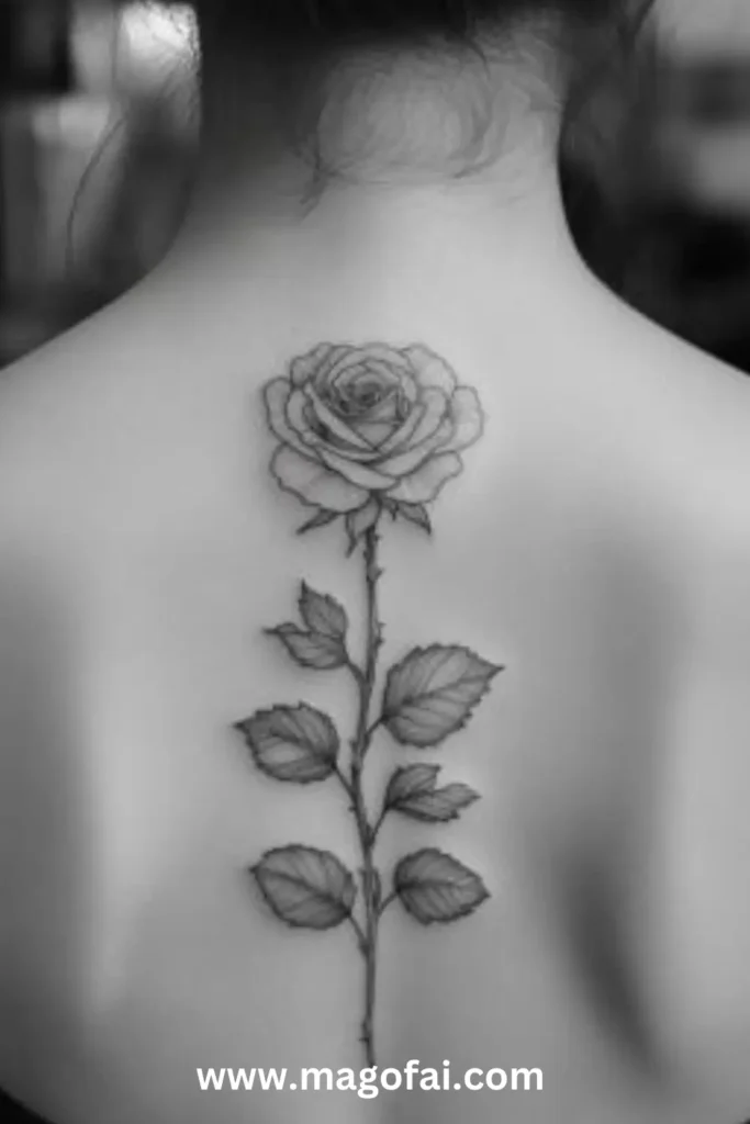 38. Single-Line Rose women tattoo (2)