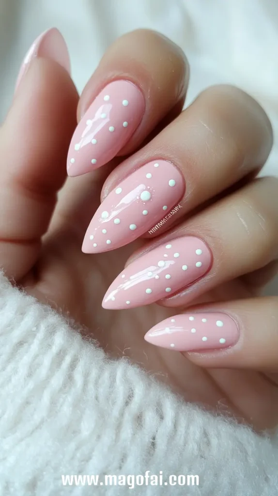 9. Pale Pink with White Dots and Lines 1