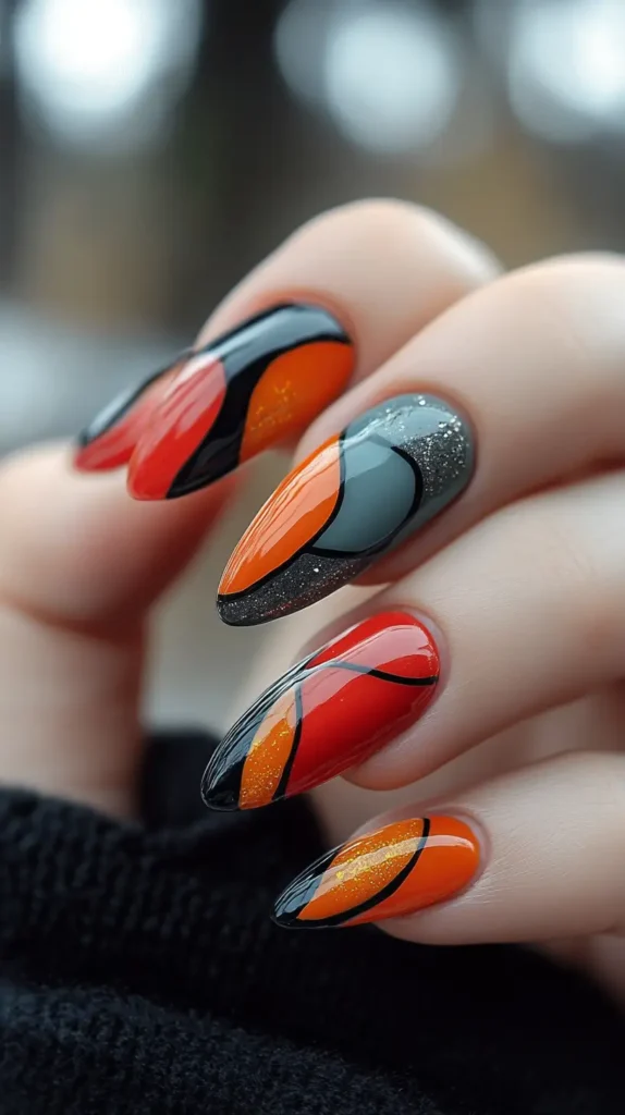 Abstract Almond Nails 1