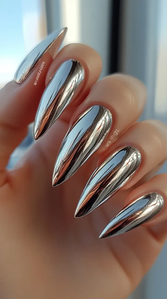 Chrome Almond Nails