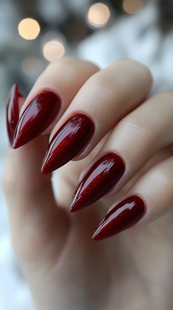 Classic Red Almond Nails 1