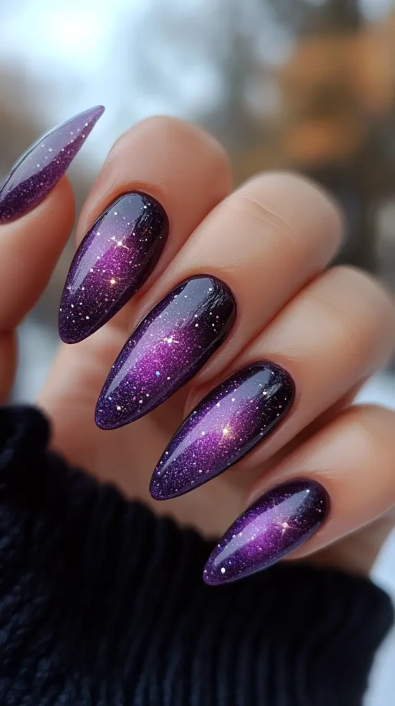 Galaxy Almond Nails