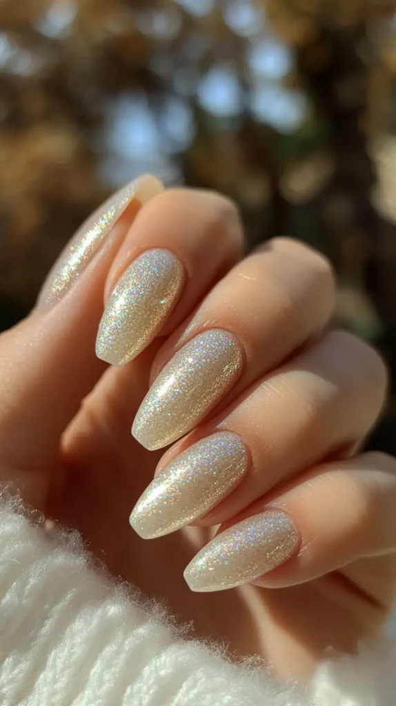 Pearlescent Almond Nails