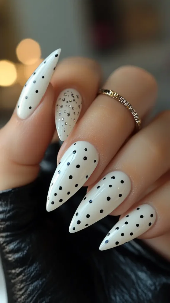 Polka Dot Almond Nails