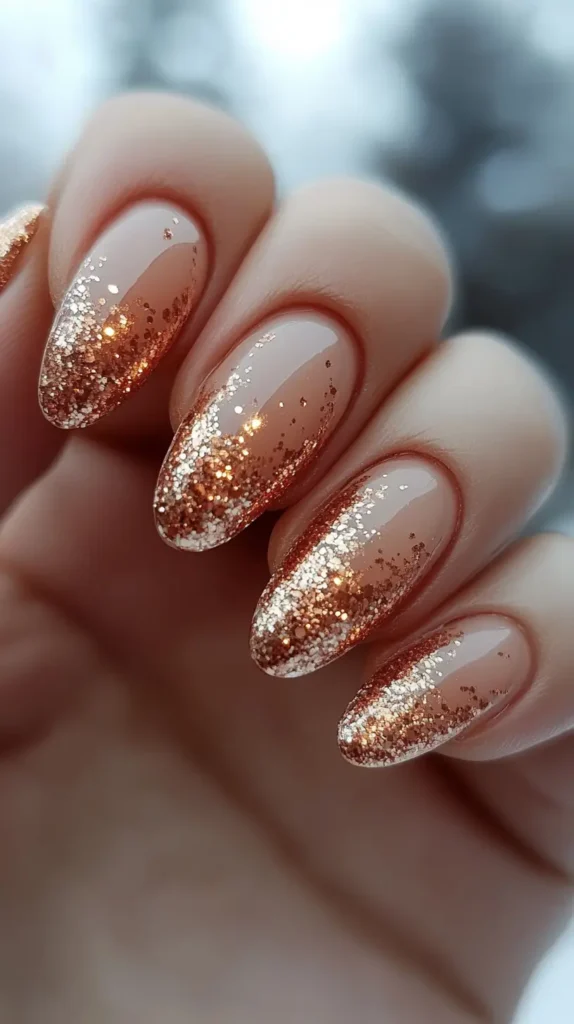 Rose Gold Almond Nails