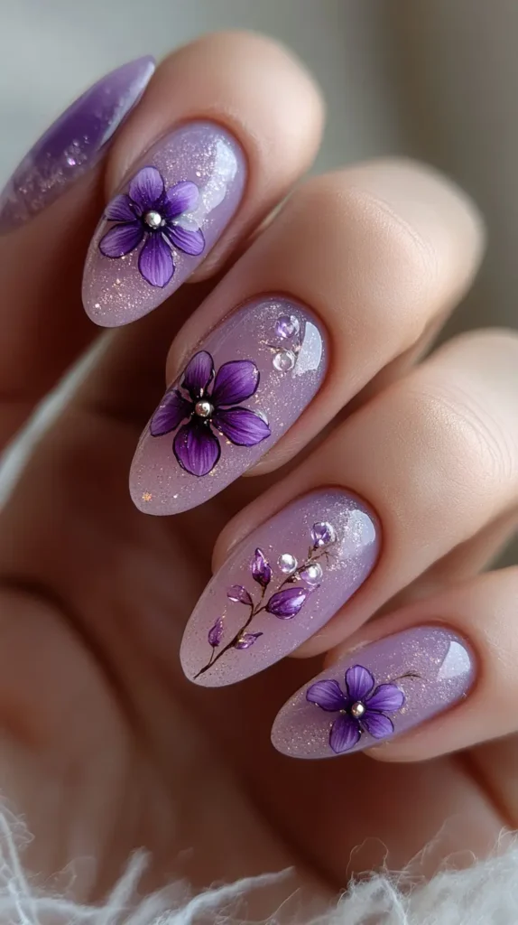 Soft Lavender Almond Nails 1