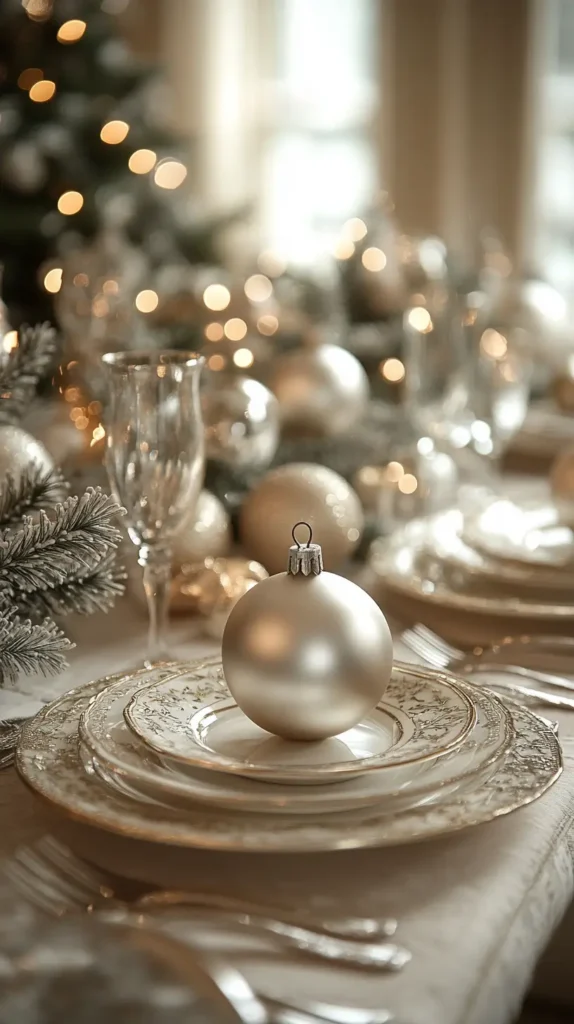 13. Silver and White Table Setting