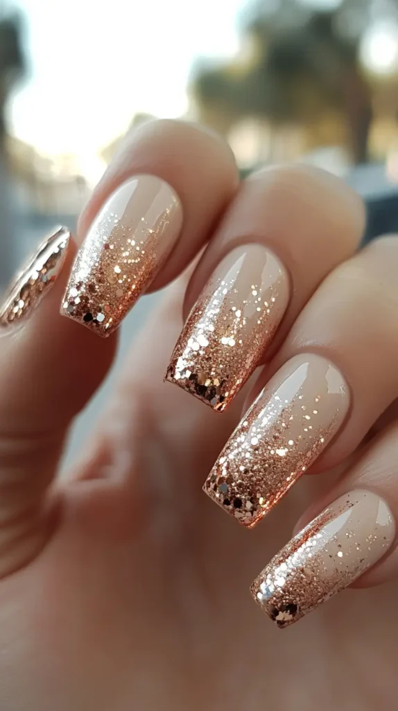 17. Rose Gold Accent Nails